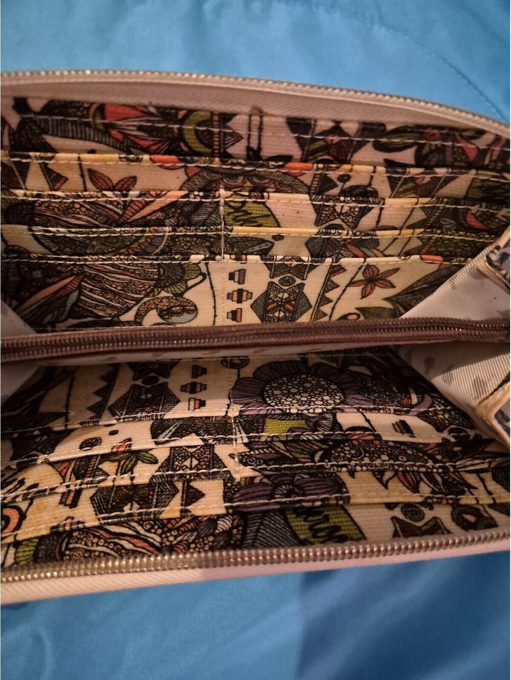 Sakroots Wallet Owl Design Boho Multicolored Clutch Zip Around - Picture 3 of 4